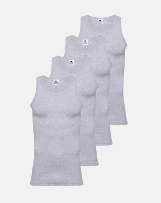 4-pack Bio-Baumwolle, Unterhemd "Rib", Grau -Dovre