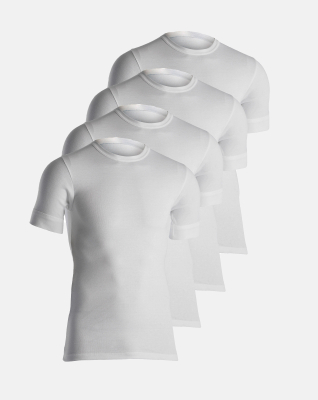 4-pack Bio-Baumwolle, T-Shirt "Rib", Weiß -Dovre