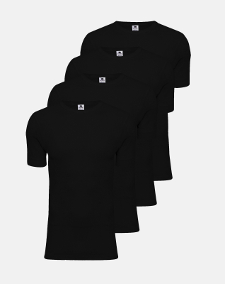 T-Shirt 4-pack, Bio-Baumwolle, Schwarz