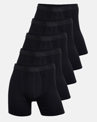 5-pack Bio-Baumwolle, Boxershorts mit Schlitz "Rib", Schwarz -Dovre