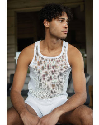 Tanktop Mesh 3-pak, Bio-Baumwolle, Weiß