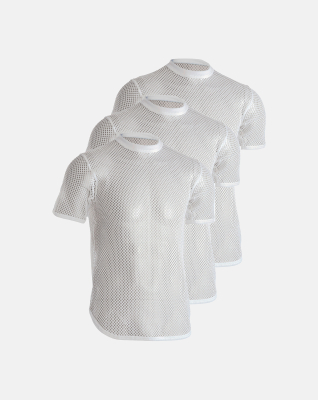 3-pack Bio-Baumwolle, Mesh t-shirt, Weiß -Dovre