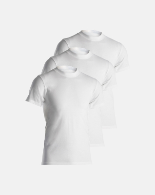 3-pack Bio-Baumwolle, T-Shirt Rundhals "Jersey", Weiß -Dovre