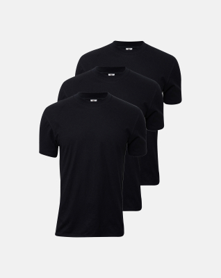 3-pack Bio-Baumwolle, T-Shirt Rundhals "Jersey", Schwarz -Dovre