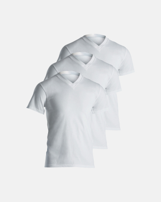 3-pack Bio-Baumwolle, T-Shirt V-neck "Jersey", Weiß -Dovre