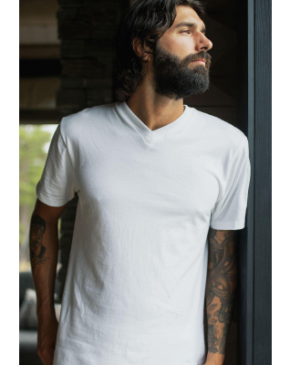3-pack Bio-Baumwolle, T-Shirt V-neck "Jersey", Weiß -Dovre