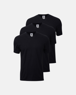 3-pack Bio-Baumwolle, T-Shirt V-neck "Jersey", Schwarz -Dovre