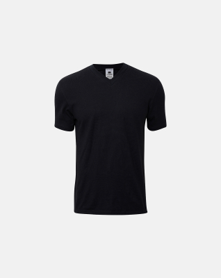 T-Shirt mit V-Ausschnitt 3-pak, Bio-Baumwolle, Schwarz