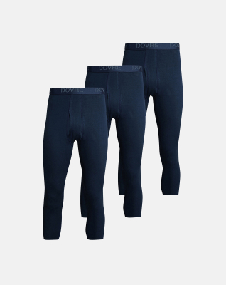 3/4 lange Unterhosen mit Eingriff 3-pack, Bio-Baumwolle, Blau