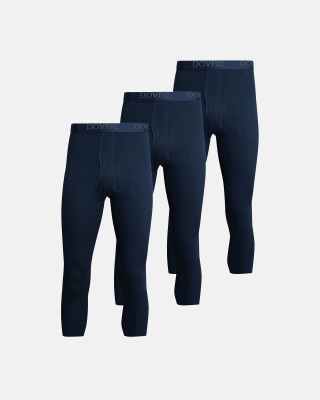 3-pack Bio-Baumwolle, 3/4 lange Unterhosen "Rib", Blau