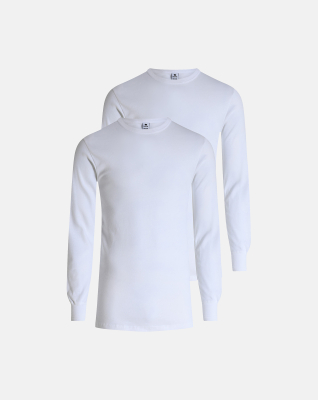 Langarmshirt 2-pack, Bio-Baumwolle, Weiß