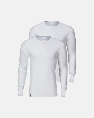 Langarmshirt "Grandad" 2-pack, Bio-Baumwolle, Weiß