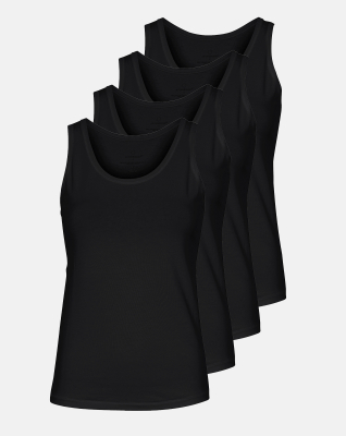 Bio-Baumwolle, Tanktop 4-pack, Schwarz