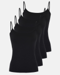 Bio-Baumwolle, Trägertop 4-pack, Schwarz