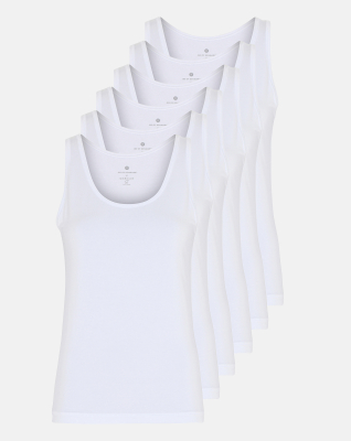 Bambusviskose, Top Breite Träger, 6-Pack, Weiß
