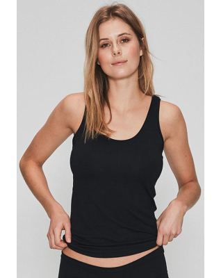 Bambusviskose, Top Breite Träger, 6-Pack, Schwarz