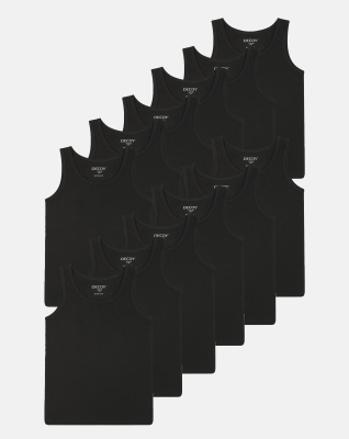 Bio-Baumwolle, Unterhemd Shirt, 12-pack, Schwarz, Mädchen -Decoy