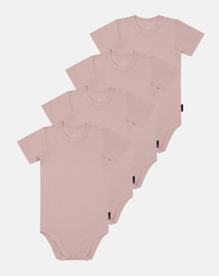 4-pack Bambus, Kurzarm body, Rose