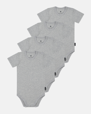 4-pack Bambus, Kurzarm body, Grau