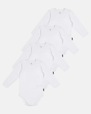 4-pack Bambus, Langarm body, Weiß
