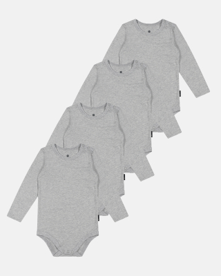 4-pack Bambus, Langarm body, Hellgrau