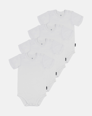 4-pack Bambusviskose, Kurzarm body, Weiß