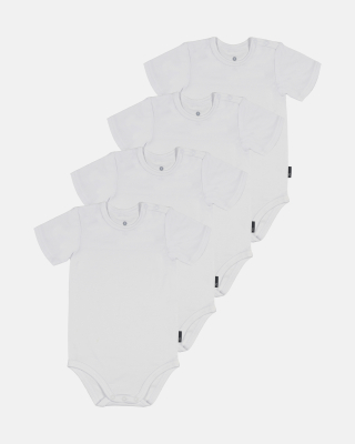 4-pack Bambusviskose, Kurzarm body, Weiß