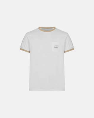 Bio-Baumwolle, T-Shirt "Retro pocket", Weiß/Sand -Resteröds