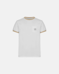 Bio-Baumwolle, T-Shirt "Retro pocket", Weiß/Sand -Resteröds