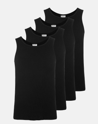 Bio-Baumwolle, Unterhemd Ripp, 4er-pack, Schwarz