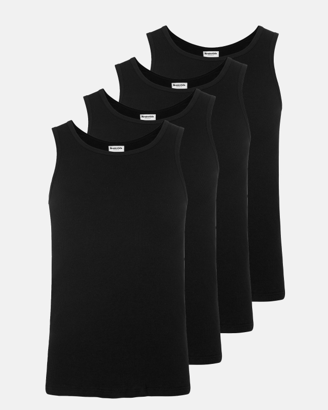 Bio-Baumwolle, Unterhemd Ripp, 4er-pack, Schwarz