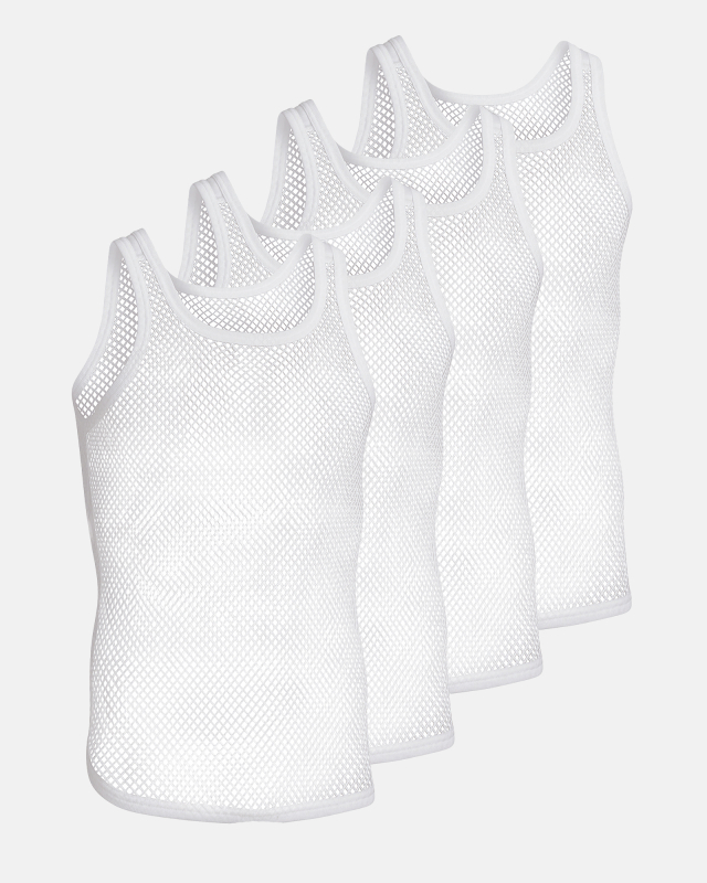 Bio-Baumwolle, Netz Unterhemd Top, 4-pack, Weiß -Resteröds