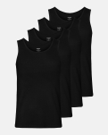 Bambusviskose, Unterhemd Ripp, 4er-pack, Schwarz