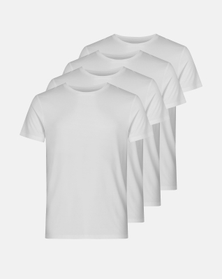 Bambusviskose, T-Shirt, 4er-pack, Weiß