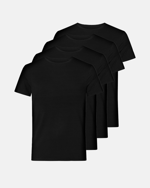 Bambusviskose, T-Shirt, 4er-pack, Schwarz