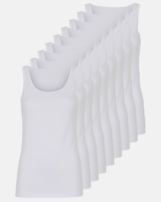 Bio-Baumwolle, Unterhemd breiter Träger, 9-Pack, Weiß