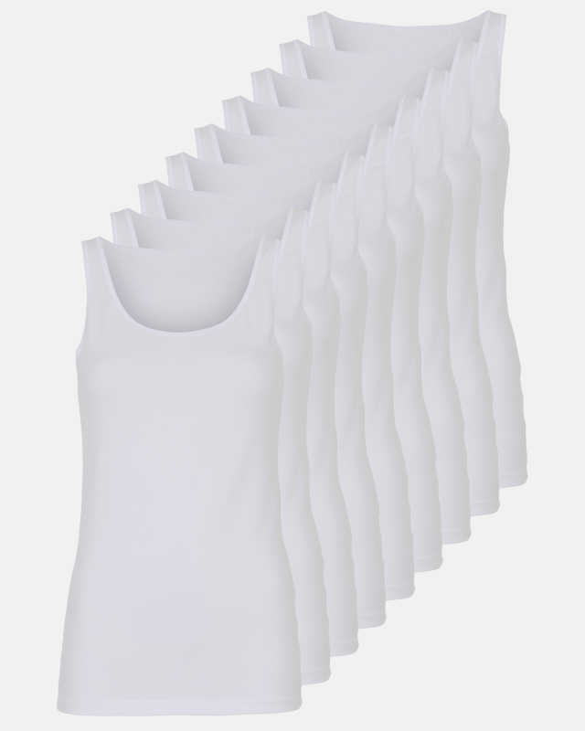 Bio-Baumwolle, Unterhemd breiter Träger, 9-Pack, Weiß
