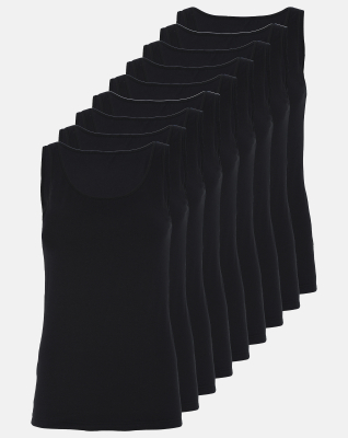 Bio-Baumwolle, Unterhemd breiter Träger, 9-Pack, Schwarz
