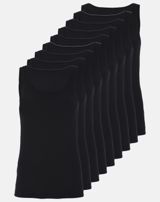 Bio-Baumwolle, Unterhemd breiter Träger, 9-Pack, Schwarz -Decoy