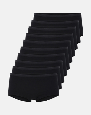 Bio-Baumwolle, Hipster Slip, 10-Pack, Schwarz