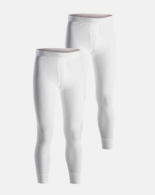 Long Johns mit Eingriff 2-pack, Bio-Baumwolle, Weiß
