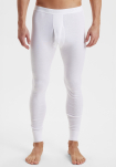 2-pack Bio-Baumwolle, Lange Unterhosen "Rib", Weiß -Dovre