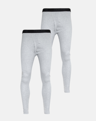 2-pack Bio-Baumwolle, Lange Unterhosen "Rib", Hellgrau