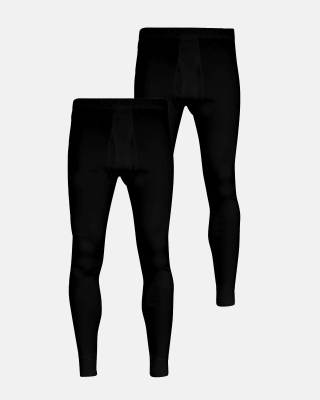 2-pack Bio-Baumwolle, Lange Unterhosen "Rib", Schwarz