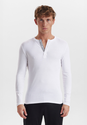 Bio-Baumwolle, Langarmshirt mit Knöpfen, Weiß