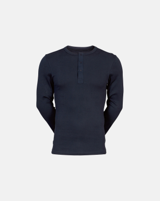 Bio-Baumwolle, Langarmshirt mit Knöpfen, Marine