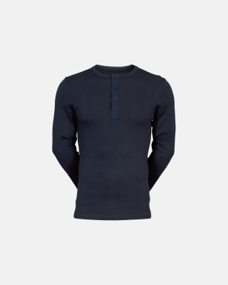 Bio-Baumwolle, Langarmshirt mit Knöpfen, Marine