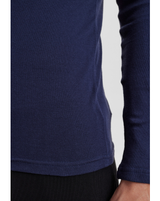 Bio-Baumwolle, Langarmshirt mit Knöpfen, Marine