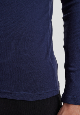 Bio-Baumwolle, Langarmshirt mit Knöpfen, Marine