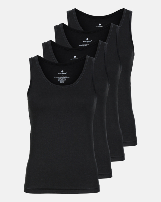 Bambusviskose, Tanktop, 4-Pack, Schwarz